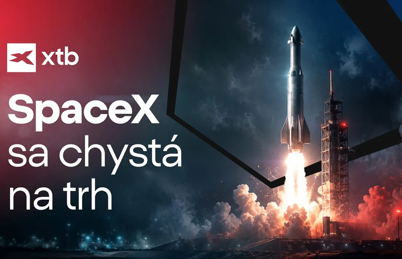Vizualizácia štartu rakety SpaceX Starship v noci — symbolizujúca historický vstup spoločnosti SpaceX na burzu, najväčšie IPO v histórii s ocenením 1,8 bilióna USD